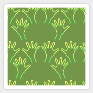 Cave Hands Anew Yellow-Green on Soft Green Sticker